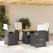 Set da Pranzo da Giardino 5 pz Nero con Cuscini in Polyrattan 3277316