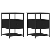 Set di 2 Comodini | Armadio da Notte | Mobiletto da notte Neri 40x42x56 cm in Legno Multistrato