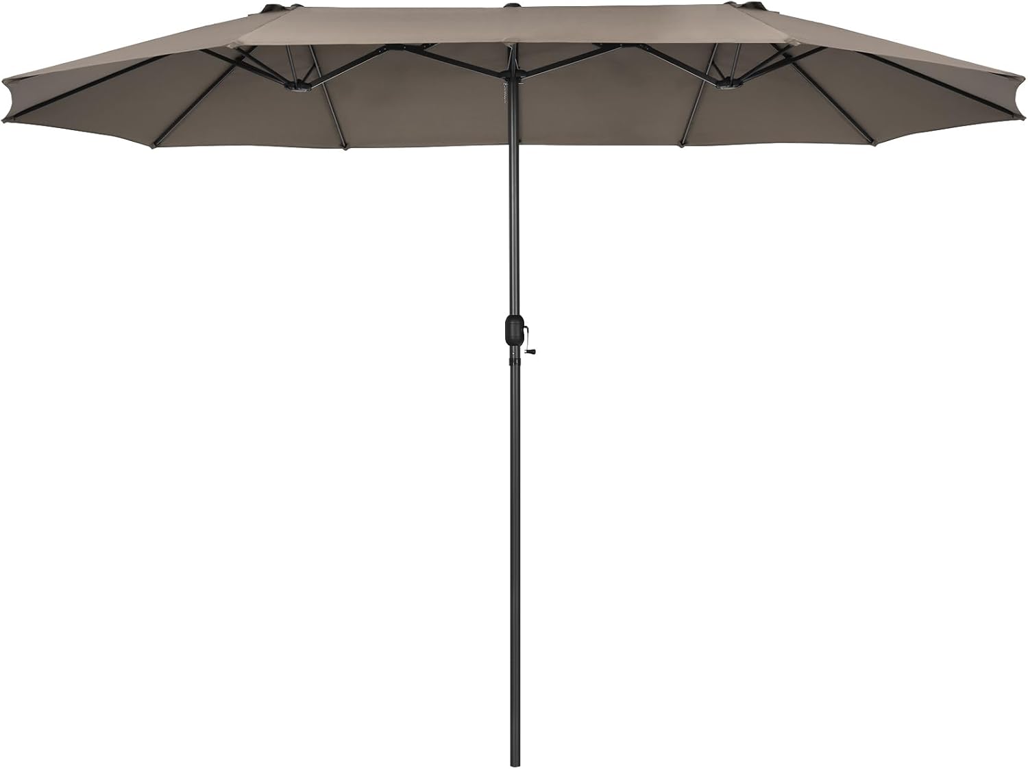 Ombrellone da Giardino Doppio 470 cm, Ombrello per Esterno con Manovella e 12 Stecche, Ombrello Rettangolare Pieghevole, per Giardino Piscina Terrazza, 470 x 280 x 245 cm (Marrone)