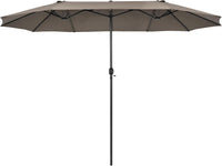 Ombrellone da Giardino Doppio 470 cm, Ombrello per Esterno con Manovella e 12 Stecche, Ombrello Rettangolare Pieghevole, per Giardino Piscina Terrazza, 470 x 280 x 245 cm (Marrone)