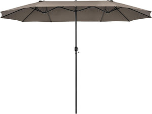 Ombrellone da Giardino Doppio 470 cm, Ombrello per Esterno con Manovella e 12 Stecche, Ombrello Rettangolare Pieghevole, per Giardino Piscina Terrazza, 470 x 280 x 245 cm (Marrone)