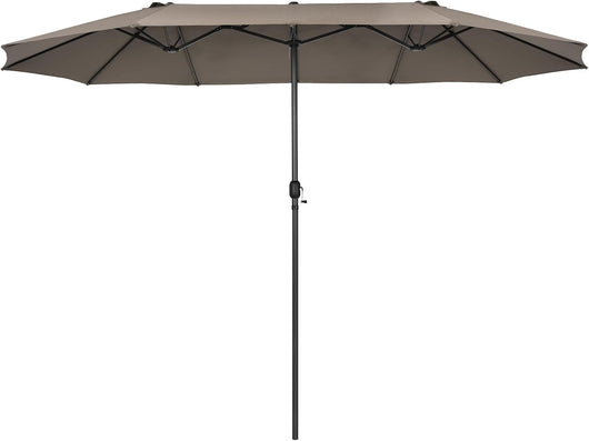 Ombrellone da Giardino Doppio 470 cm, Ombrello per Esterno con Manovella e 12 Stecche, Ombrello Rettangolare Pieghevole, per Giardino Piscina Terrazza, 470 x 280 x 245 cm (Marrone)