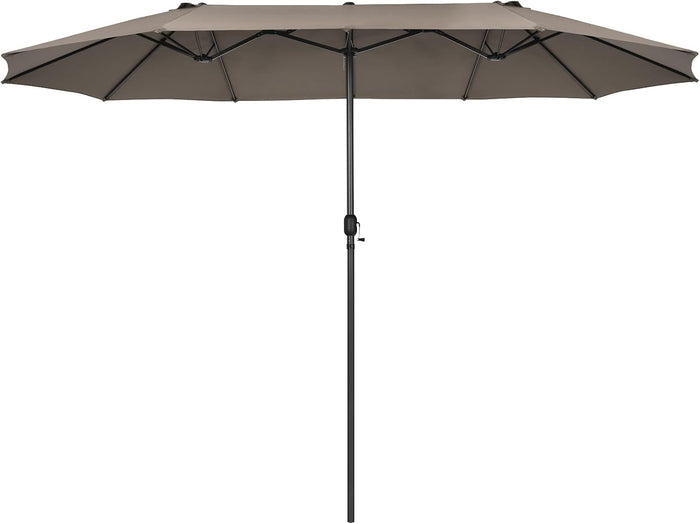 Ombrellone da Giardino Doppio 470 cm, Ombrello per Esterno con Manovella e 12 Stecche, Ombrello Rettangolare Pieghevole, per Giardino Piscina Terrazza, 470 x 280 x 245 cm (Marrone)