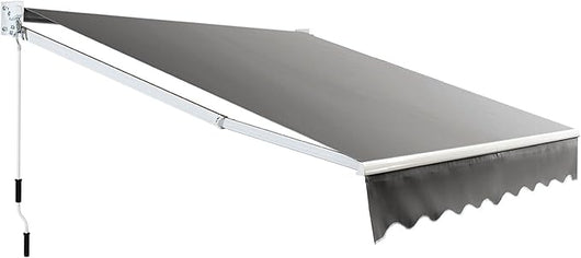Tenda da Sole per Esterno Avvolgibile, Tenda da Sole a Bracci Estensibili con Telaio in Alluminio e Tettuccio Resistente al Sole e Impermeabile e Manovella (Grigio, 245 x 200 cm)