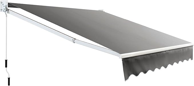 Tenda da Sole per Esterno Avvolgibile, Tenda da Sole a Bracci Estensibili con Telaio in Alluminio e Tettuccio Resistente al Sole e Impermeabile e Manovella (Grigio, 245 x 200 cm)