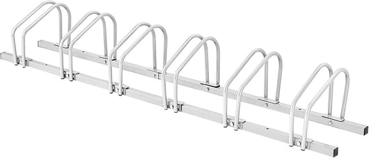 Rastrelliera per Biciclette, Portabiciclette Parcheggio Organizzatore per 4/5/6 Bici, Parcheggio per Biciclette, Telaio d'Acciaio (Argento, 6 Bici)