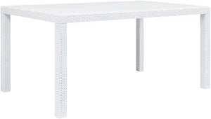 Tavolo da giardino 8 posti allungabile 150/240x90x72h cm in plastica effetto rattan colore bianco Tomaino