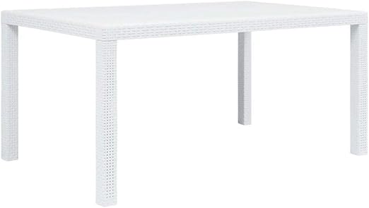 Tavolo da giardino 8 posti allungabile 150/240x90x72h cm in plastica effetto rattan colore bianco Tomaino