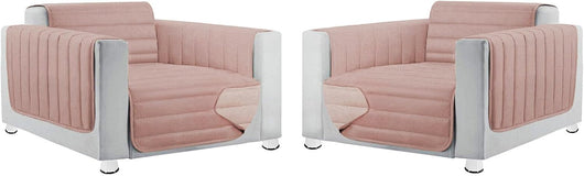 Coppia Set 2 Pezzi Copripoltrona Universale Imbottito Morbido Double Face Elegante Rosa