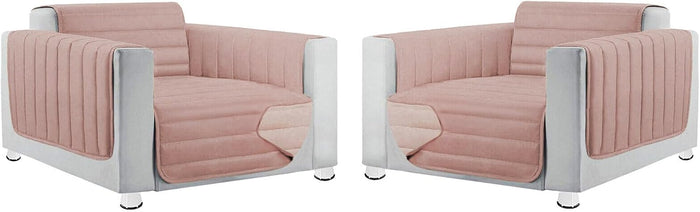 Coppia Set 2 Pezzi Copripoltrona Universale Imbottito Morbido Double Face Elegante Rosa
