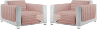 Coppia Set 2 Pezzi Copripoltrona Universale Imbottito Morbido Double Face Elegante Rosa