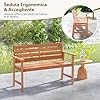 Panchina da Esterno in Legno, Panchina a 2 Posti da Giardino con Sedile a Doghe Traspirante e Schienale Inclinato, Panca per Cortile, Balcone e Giardino, Portata 180 kg