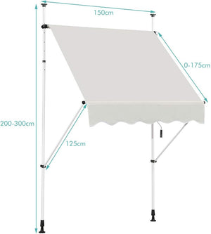 Tenda da Sole per Esterno, Tenda da Sole a Bracci Estensibili con Struttura Telescopica e Tessuto Resistene ai Raggi Solari, Regolabile in Altezza e in Angolazione (150 x 120 cm Beige)