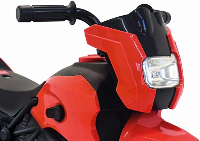Moto elettrica per bambini moto giocattolo per bambini 1 anno 2 anni 3 anni con luci e marca avanti e dietro (rossa)