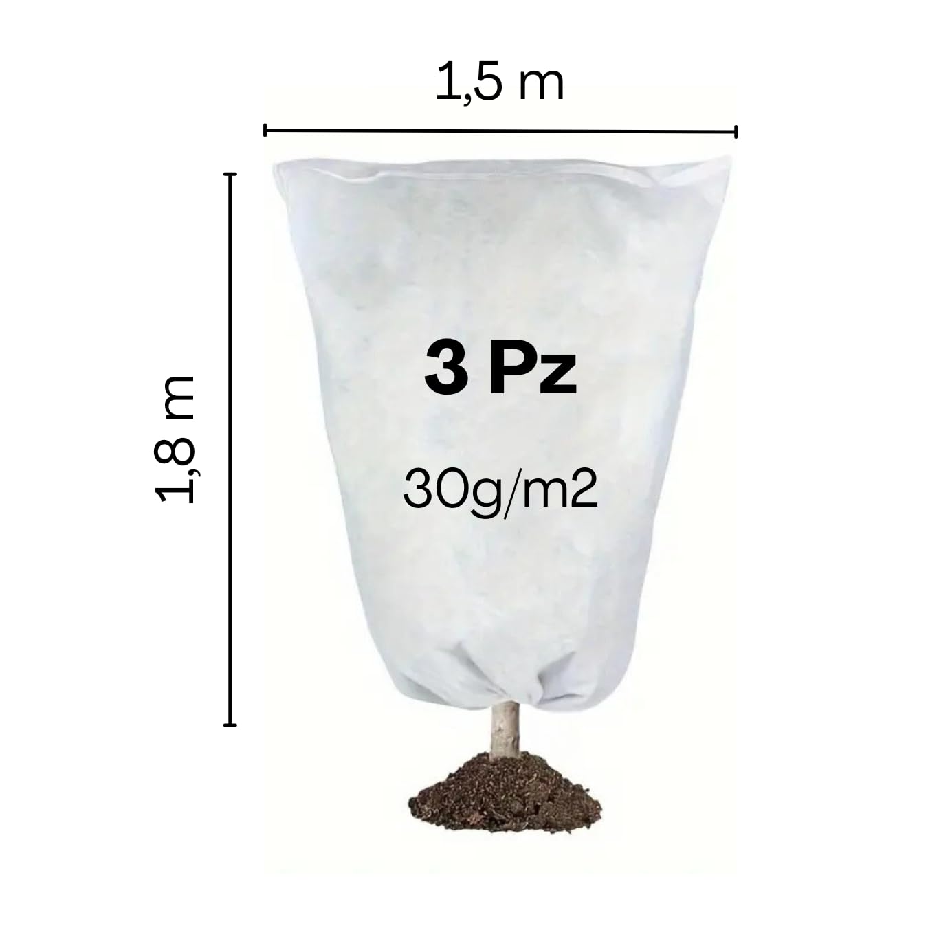 Cappuccio Protezione Piante Inverno 3 Pezzi da 1,5x1,8 m, Telo Antigelo per Piante in Tessuto non Tessuto, Copertura Piante Inverno 17g/m2