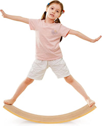 Balance Board di Legno, Pedana di Equilibrio, Tavola Curva per Yoga, Tavola Oscillante Naturala per Bambini e Adulti