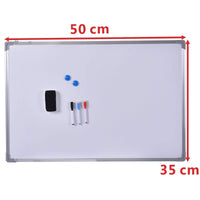 Lavagna Magnetica Bianca Lavagna Cancellabile con Cornice in Alluminio per Scuola Casa Ufficio (50 x 35 cm)