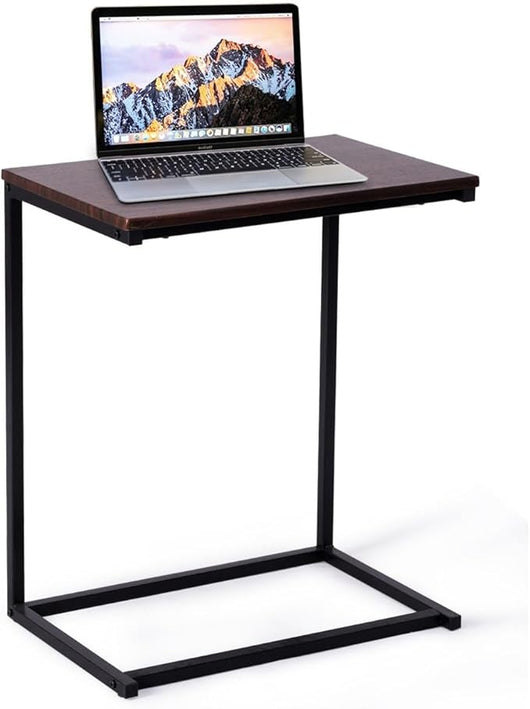 Tavolino Porta PC Laptop, Tavolo da caffè in Legno e Metallo, Ideale per Soggiorno, Balcone, Studio e Giardino, 55 x 35 x 65 cm (Noce)