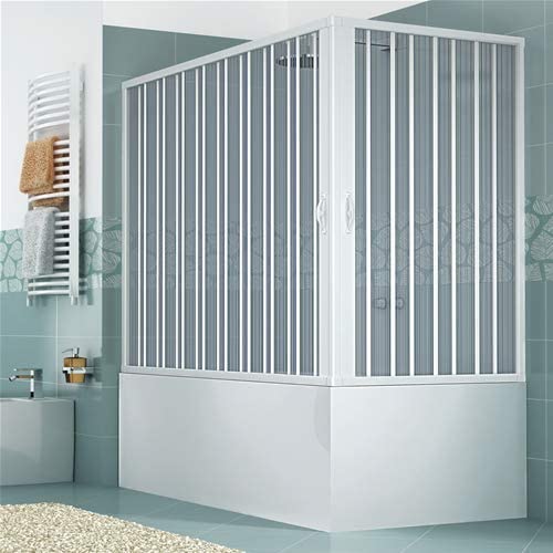 Porta vasca in PVC 60x150 cm angolare a soffietto LEANO Bianco