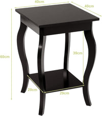 Comodino, Comodino da Divano a 2Livelli, Tavolino per la Camera da Letto, Capacità di peso di 17 kg, 40 x 40 x 60 cm (1, caffè)