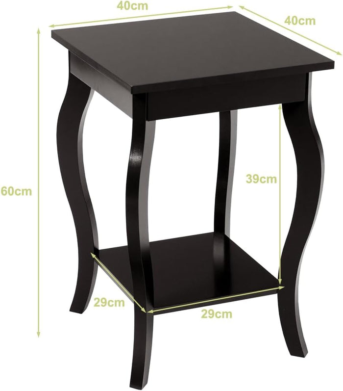 Comodino, Comodino da Divano a 2Livelli, Tavolino per la Camera da Letto, Capacità di peso di 17 kg, 40 x 40 x 60 cm (1, caffè)