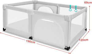 Box per Bambini, Centro Attività Portatile e Sicuro per Bambini, Box Colorato con Cancello, Recinto Extra per Interno ed Esterno con Rete Traspirante Durevole (Grigio)