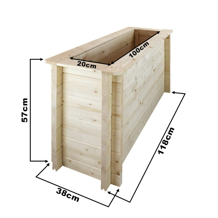 L'aiuola di giardino sopraelevata in legno - 118x38x57 cm - Timbela M614