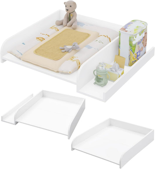 WOLTU Fasciatoio per Lavatrice o Asciugatrice, Accessorio con Bordo Protettivo e Ripiano Contenitore, Piano Fasciatoio in Legno, 80x70x16,5 cm