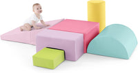 Set di 6 Blocchi per Bambini con Diverse Forme e Colori, Centro Attività Palestrina Giocattolo per Arrampicata e Strisciamento (Rosa chiaro)