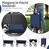 Carrello da Spiaggia Pieghevole 82L/100KG, Carrelli da Campeggio con Maniglia Regolabile e Ruote Piroettanti a 360Â°, Carrello a Mano giardino per Tutti i Terreni, 2 Tasche a Rete (Blu navy)