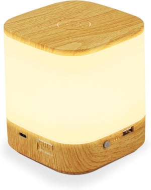 ZMH Lampada da tavolo LED effetto legno touch dimmerabile USB ricaricabile 1800mAh 3 temperature colore per camera letto