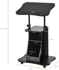 Carrello Porta Computer, Altezza Regolabile, Postazione da Lavoro con Ruote, carretto Porta Computer e Scrivania con Superficie Girevole,Ideale per Casa e Ufficio