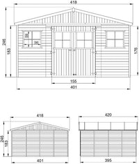 Casa da giardino in legno naturale Timbela M330+M330G CON PAVIMENTO IMPREGNATO H246x418x420 cm/16 m?²-
