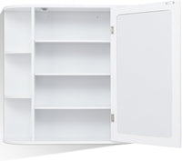 Mobile da Bagno 66 x 17 x 63cm, Armadietto da parete con Specchio, Ante e Mensola Regolabile, Armadietto Moderno e Multiuso, Bianco