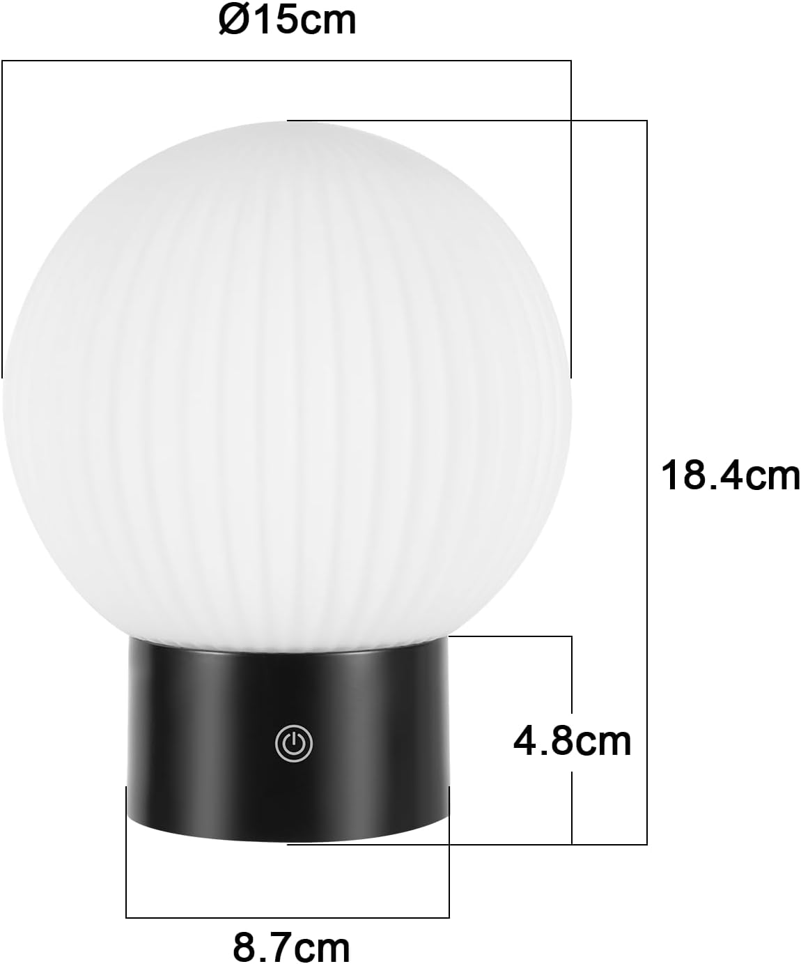 ZMH Lampada da tavolo LED bianca wireless rotonda touch dimmerabile ricaricabile per camera letto comodino
