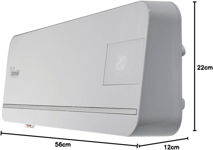 Bimar HP131 Termoventilatore a Parete Wi-Fi, Eroga Potenza in Base alla Temperatura Ambiente. Termoventilatore con Telecomando, App