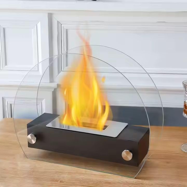 Camino etanolo da tavolo per interni ed esterni 35x12x28 cm, Mini camino bioetanolo da tavol, Bruciatore a bioetanolo per Atmosfera