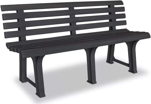Panchina 3 Posti Da Esterno E Interno, Panchina Da Giardino In Plastica, Comoda E Resistente colore antracite Tomaino