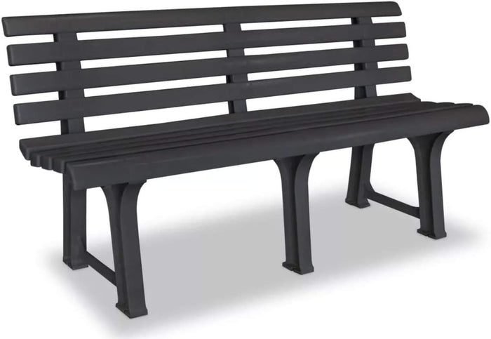 Panchina 3 Posti Da Esterno E Interno, Panchina Da Giardino In Plastica, Comoda E Resistente colore antracite Tomaino