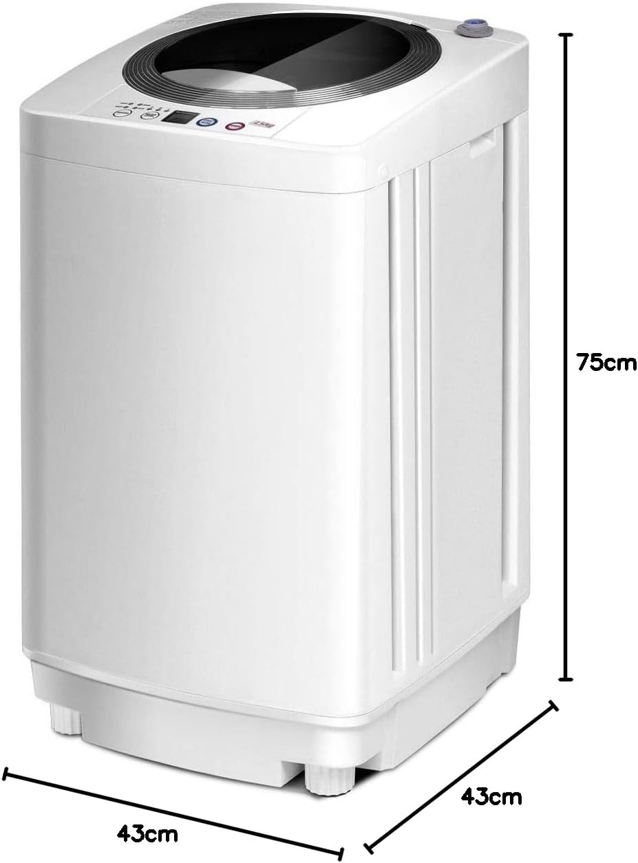 2 in 1 Lavatrice Portatile Automatico 3,5kg, con Lavaggio Automatico Centrifuga, Mini Lavatrice per Appartamento Campeggio, 43x43x75 cm, Bianco