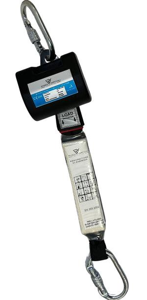 Anticaduta Retrattile con Cavo in Acciaio 2,5 m, Include 2 Moschettoni Acciaio, Dispositivi di Sicurezza per Lavoro in Quota