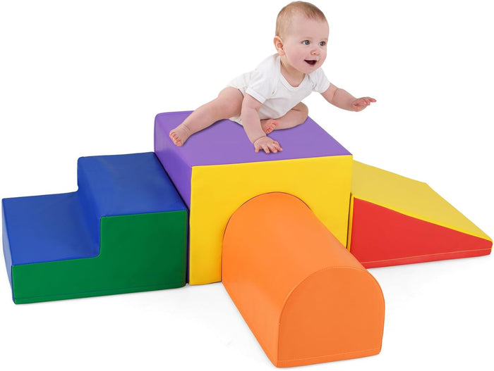 Set di 4 Blocchi in Schiuma per Arrampicarsi e Gattonare per Bambini, Set di Giocattoli Morbidi da Interno con Diverse Forme e Colori per lo Sviluppo dei Bambini (Giallo)