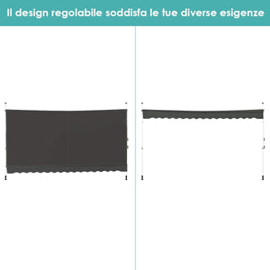Tenda da Sole per Esterno, Tenda da Sole a Bracci Estensibili con Struttura Telescopica e Tessuto Resistene ai Raggi Solari, Regolabile in Altezza e in Angolazione (400 x 120 cm Grigio)