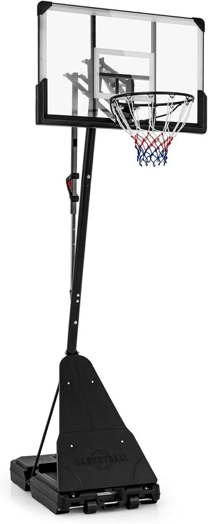 Canestro da Basket Regolabile 150-365 cm in Altezza per Bambini ed Adulti, Canestro con Piantana con Ruote, Canestro con Asta e Base Riempibile per Interno ed Esterno