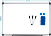 Lavagna Magnetica Bianca, Lavagna Cancellabile con Cornice in Alluminio per Scuola Casa Ufficio, Vari Dimensioni Disponibili (60 x 40 cm)