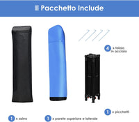Gazebo Pieghevole da Giardino 210 x 210CM, Struttura in Acciaio, Altezza Regolabile, Gazebo da Esterno con Borsa, Ideale per Feste, Barbecue, Giardino e Spiaggia (blu)