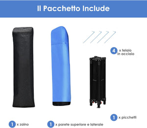 Gazebo Pieghevole da Giardino 210 x 210CM, Struttura in Acciaio, Altezza Regolabile, Gazebo da Esterno con Borsa, Ideale per Feste, Barbecue, Giardino e Spiaggia (blu)