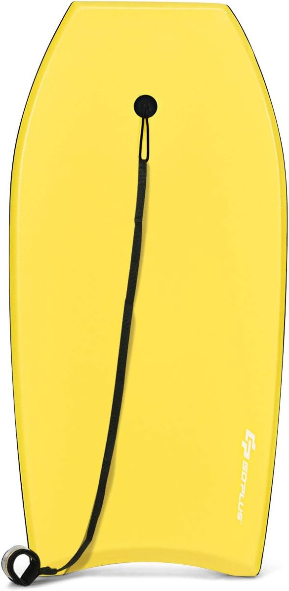 Tavola da Surf in XPE, EPS e HDPE, Tavola Surf Bambini e Adulti, Tavoletta Mare con Leash per Polso, Portata 85 kg, Disponibile in Vari Colori, 104 x 51 x 6 cm (Giallo)