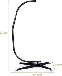 Supporto per Amaca a Sedia a Forma di C, Sostegno per Sedia in Acciaio, Carico Massimo di 150 kg, Nero (Solo Telaio, Senza Amaca a Sedia)