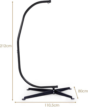 Supporto per Amaca a Sedia a Forma di C, Sostegno per Sedia in Acciaio, Carico Massimo di 150 kg, Nero (Solo Telaio, Senza Amaca a Sedia)